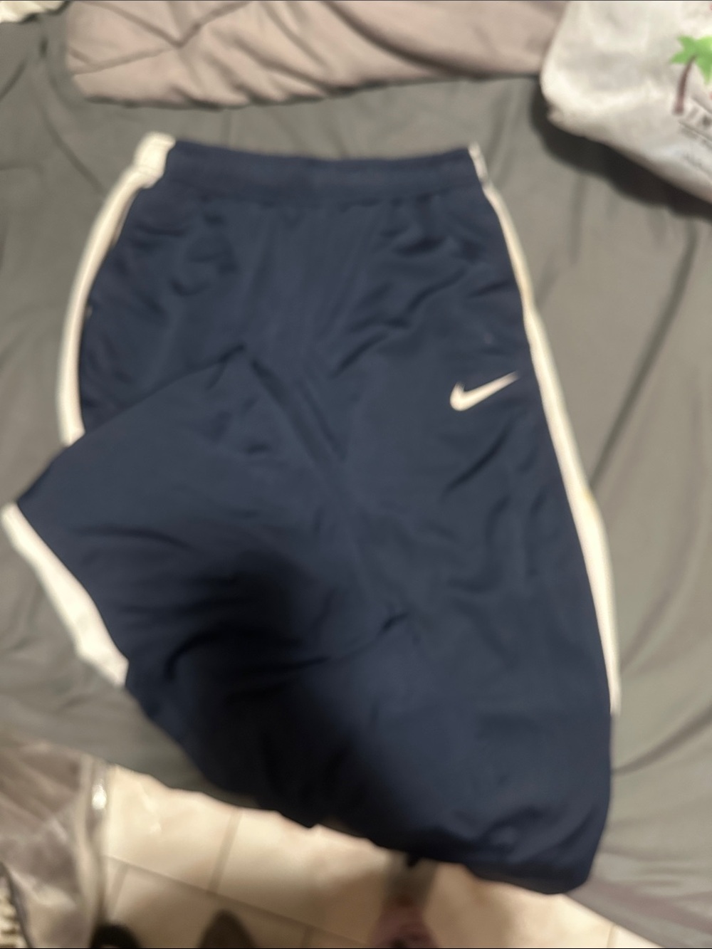 Nike Navy Sweatpants with White Side Stripe